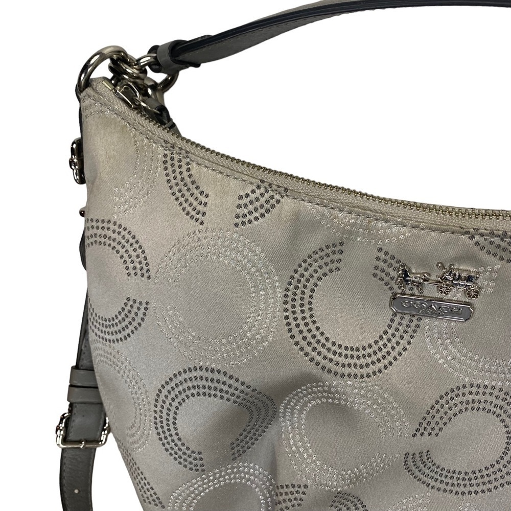 Coach Handbag Crossbody Silver Signature C - Picture 4 of 12